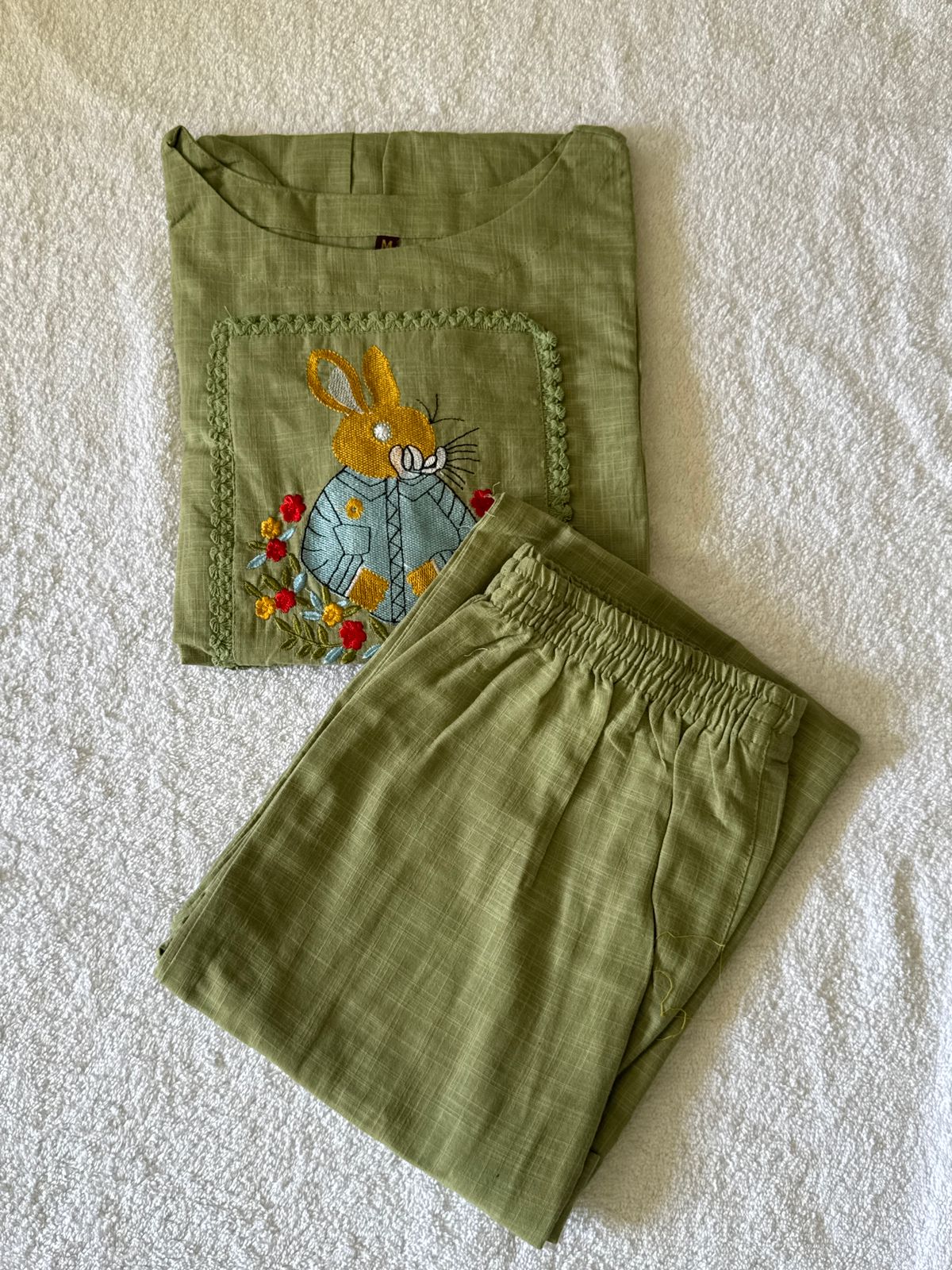 Green cotton kurta cord set