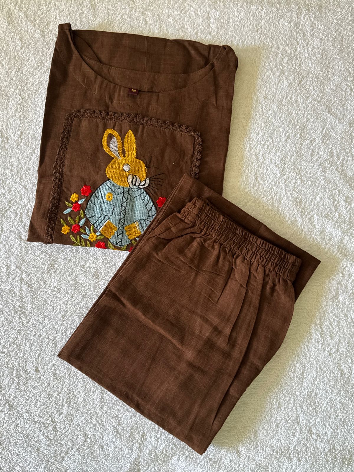 Brown cotton slub cord set