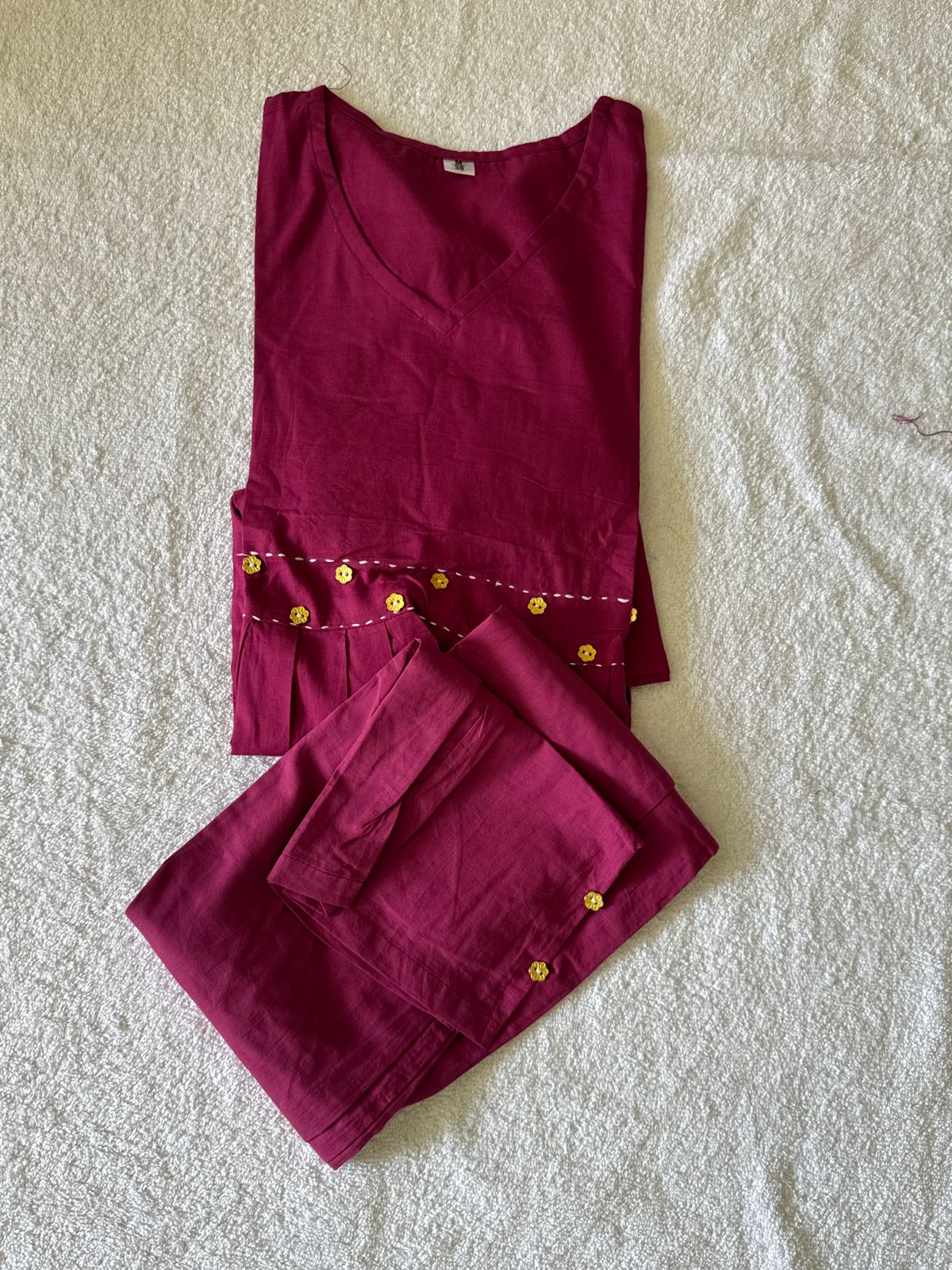 Maroon cotton cord set