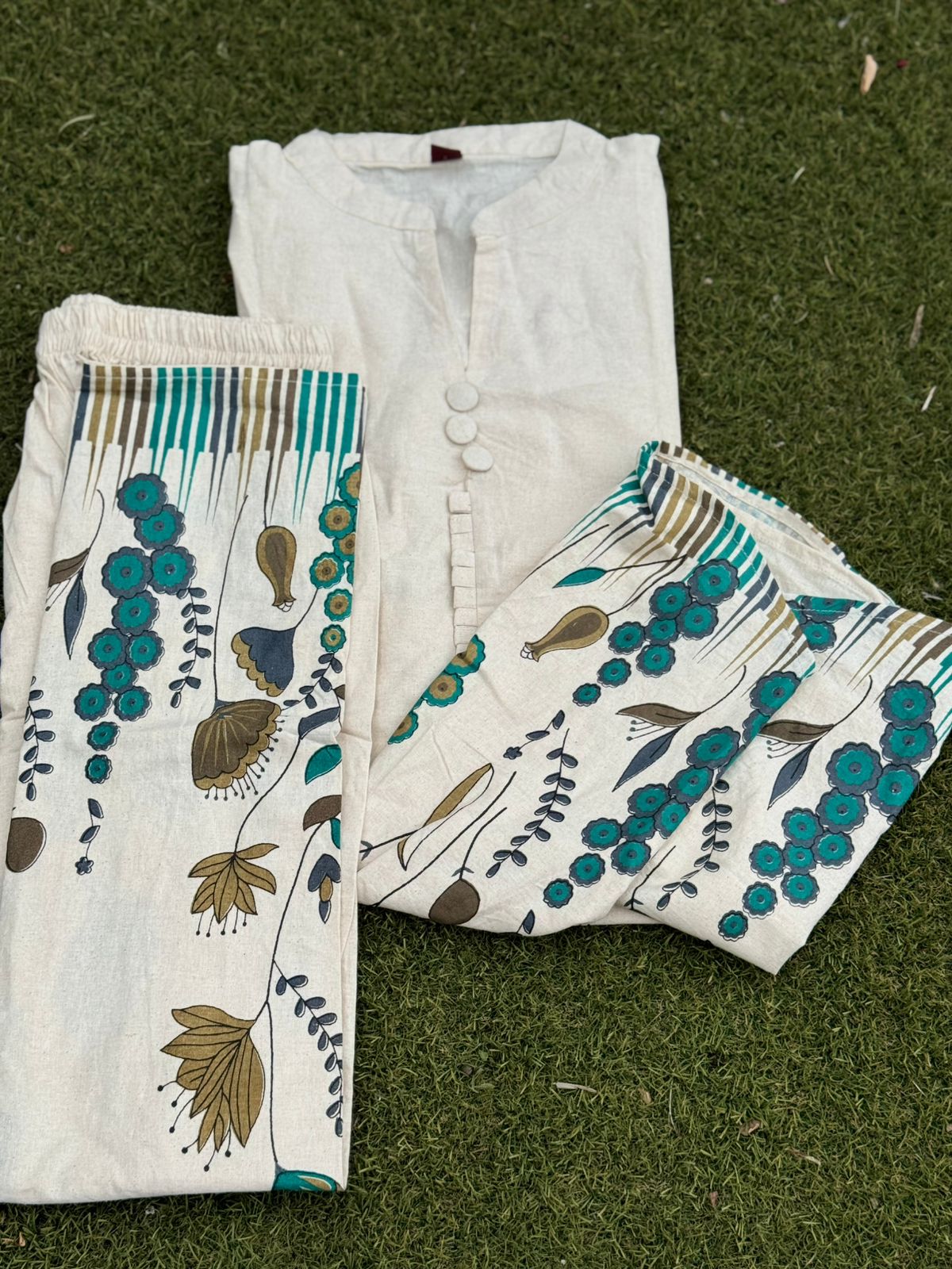 Pure khadhi cord sets with  flowers